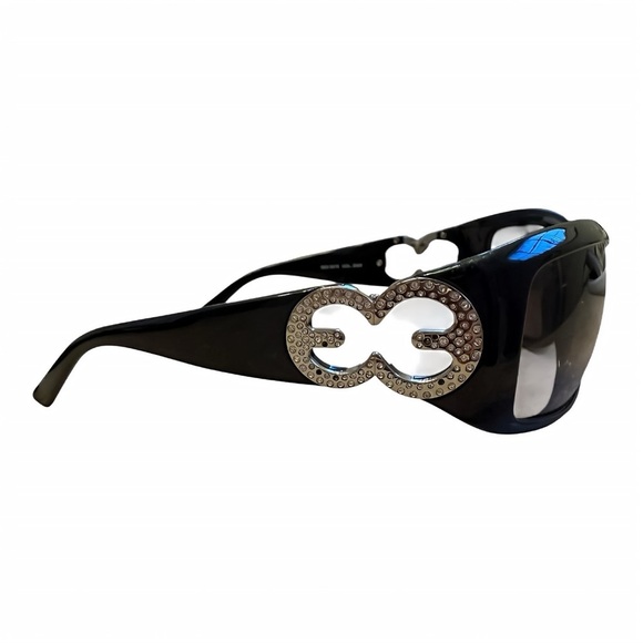 Escada SES 067S COL Z42X Black Rhinestone Logo Sunglasses – Excellent Condition - Picture 2 of 8